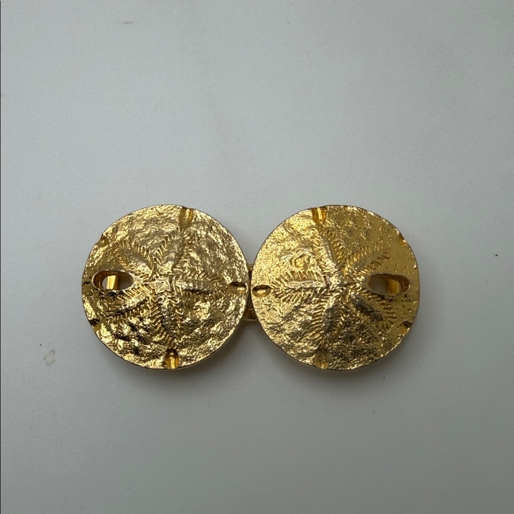 Sculptural Mimi Di N 1974 Elegant Gold-Tone Sand Dollar Belt Buckle VTG  Signed